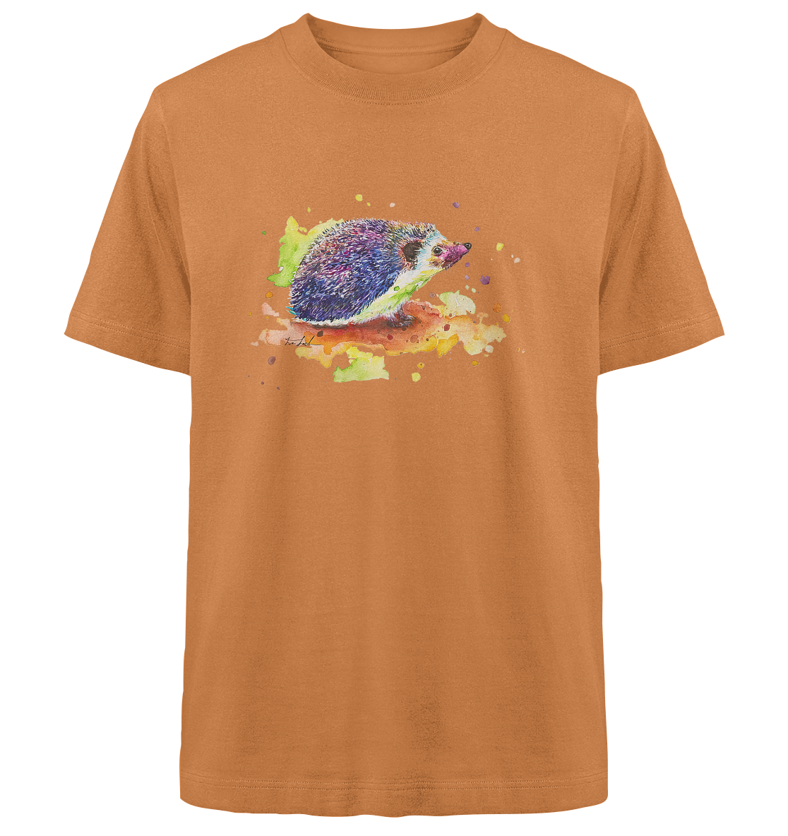 Motiv farbenfroher Igel - Heavy Oversized Organic Shirt