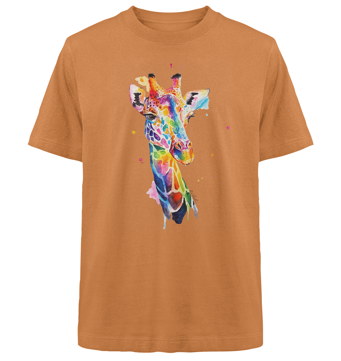 Motiv farbenfrohe Giraffe - Heavy Oversized Organic Shirt