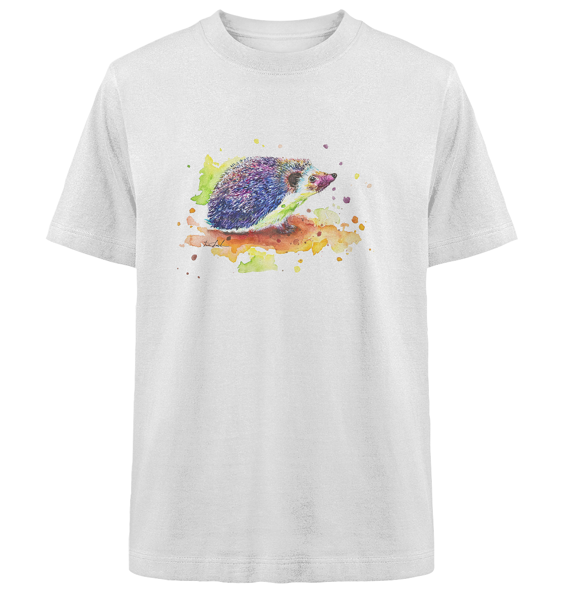 Motiv farbenfroher Igel - Heavy Oversized Organic Shirt