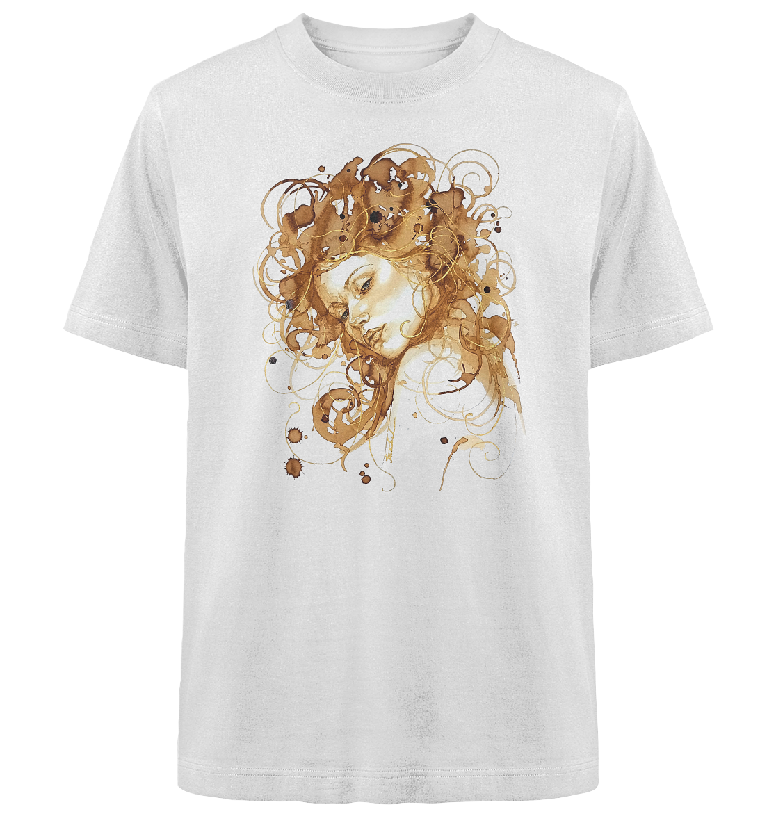 Kaffeemotiv Portrait mit goldenen Haaren - Heavy Oversized Organic Shirt