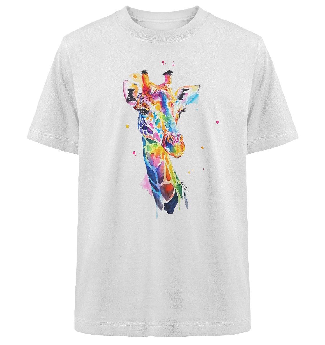 Motiv farbenfrohe Giraffe - Heavy Oversized Organic Shirt