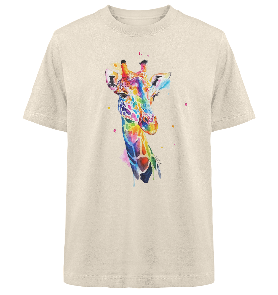Motiv farbenfrohe Giraffe - Heavy Oversized Organic Shirt