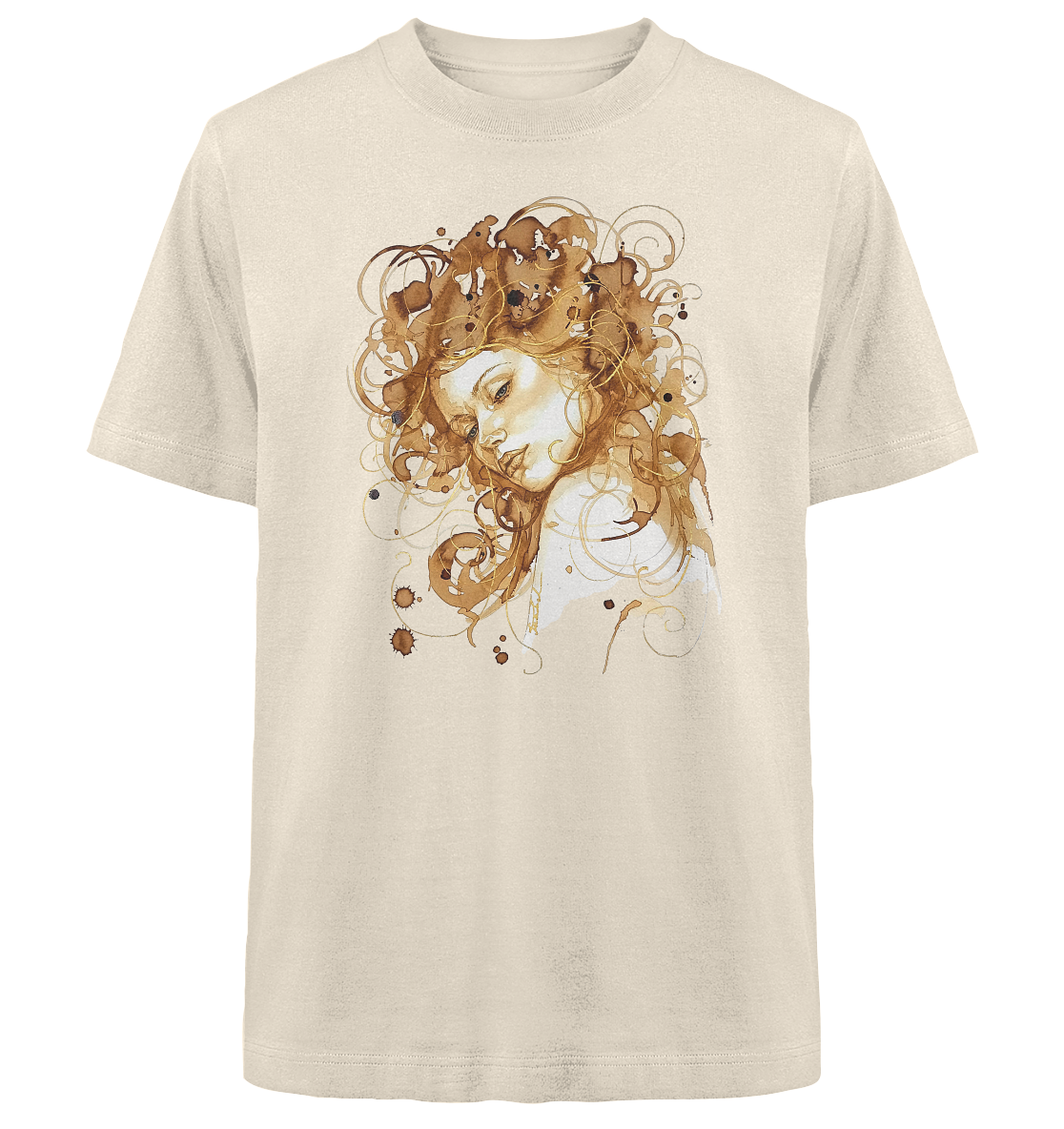 Kaffeemotiv Portrait mit goldenen Haaren - Heavy Oversized Organic Shirt