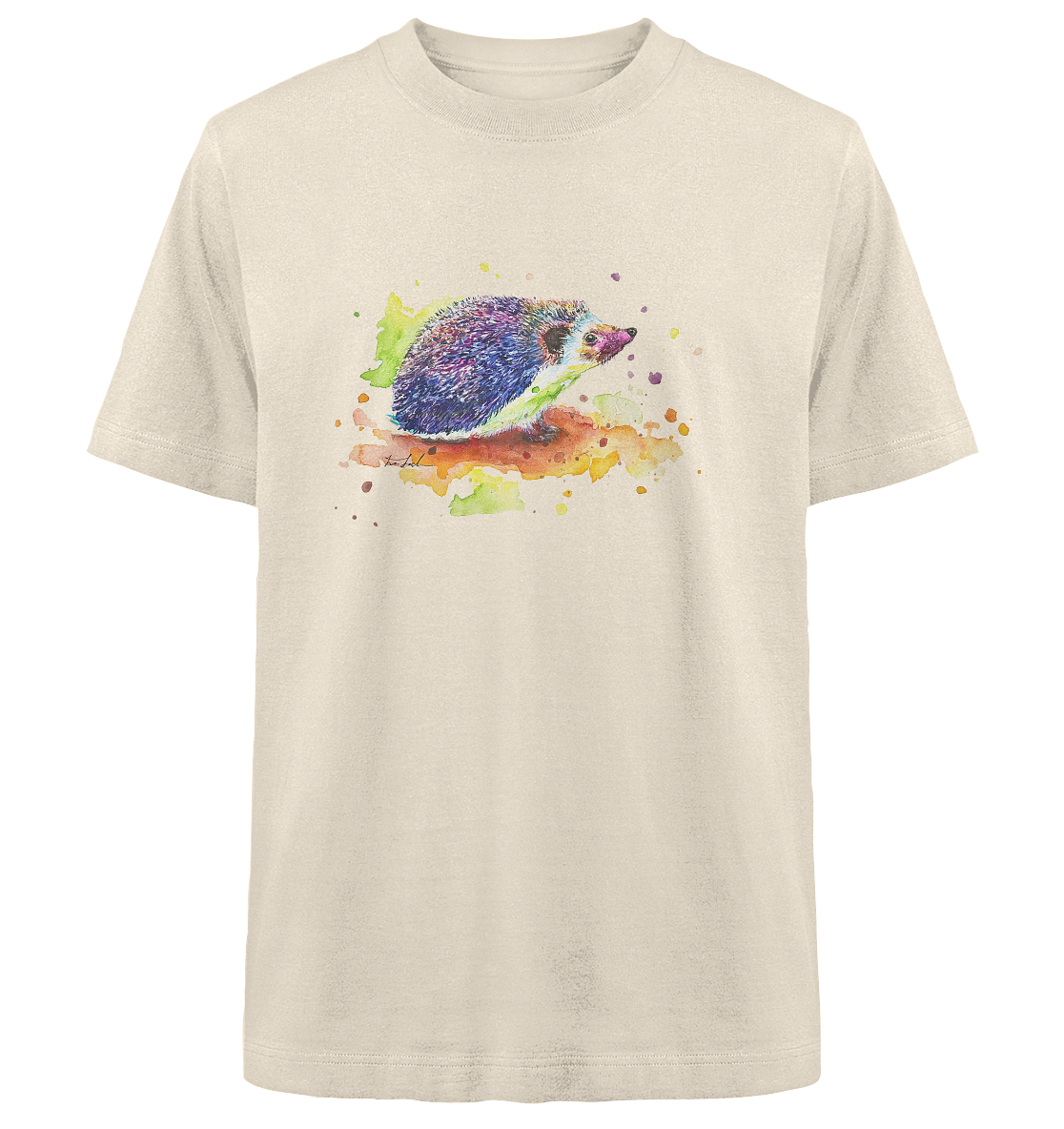 Motiv farbenfroher Igel - Heavy Oversized Organic Shirt