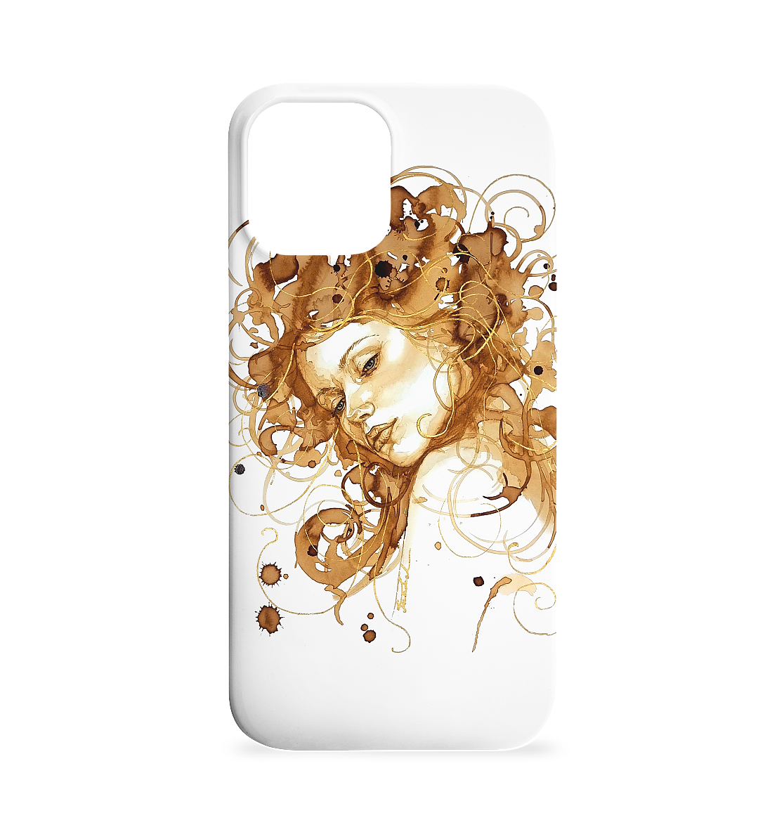 Kaffeemotiv Portrait mit goldenen Haaren - Iphone 12 Max Handyhülle