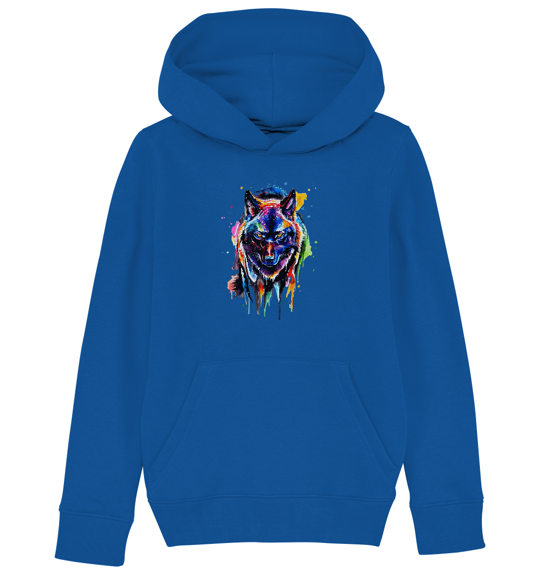 Bunter schwarzer Wolf - Kids Organic Hoodie