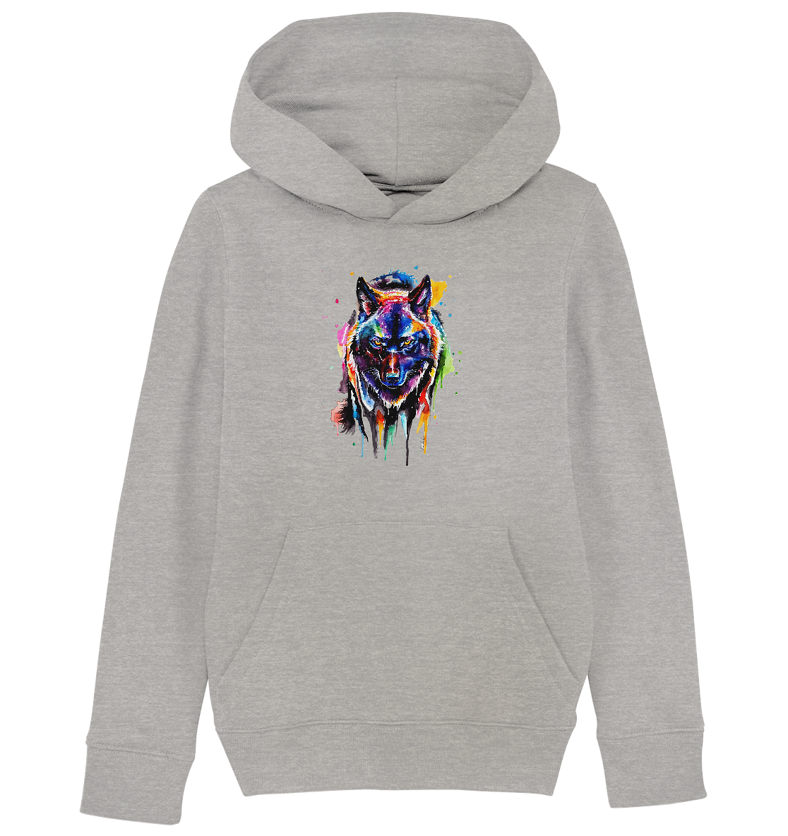 Bunter schwarzer Wolf - Kids Organic Hoodie