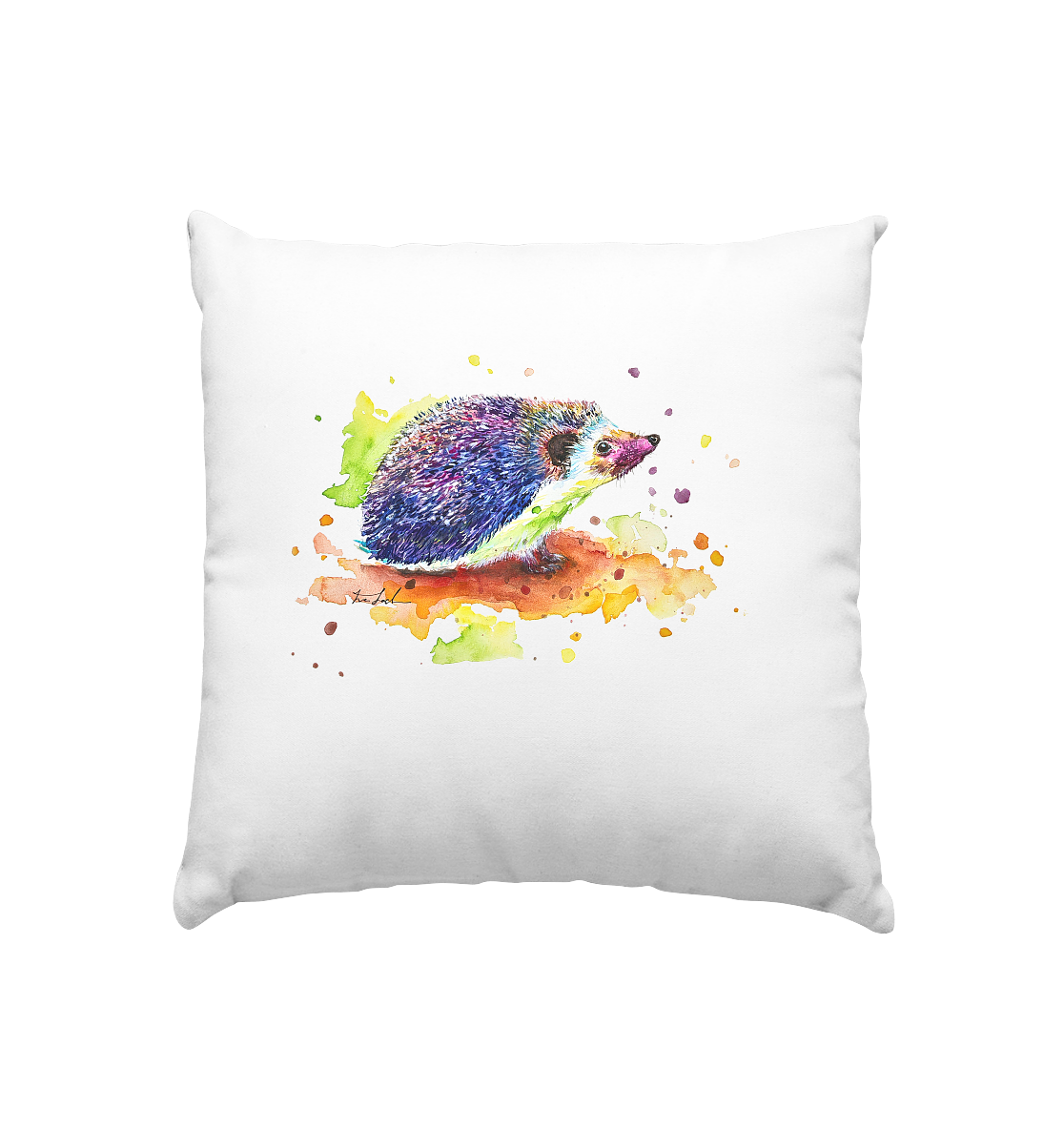 Motiv farbenfroher Igel - Kissen 40x40cm