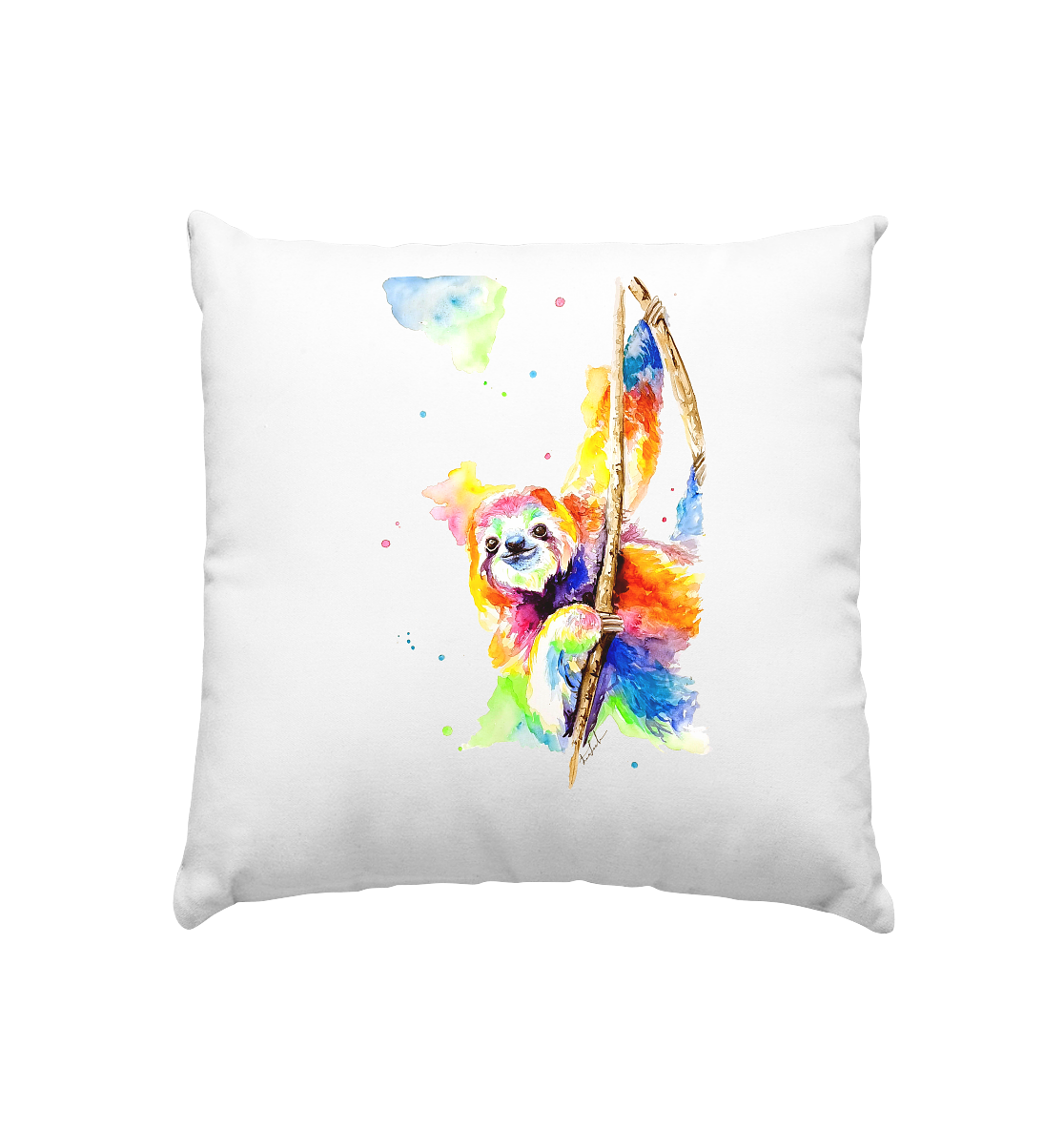 Buntes Faultier - Kissen 40x40cm