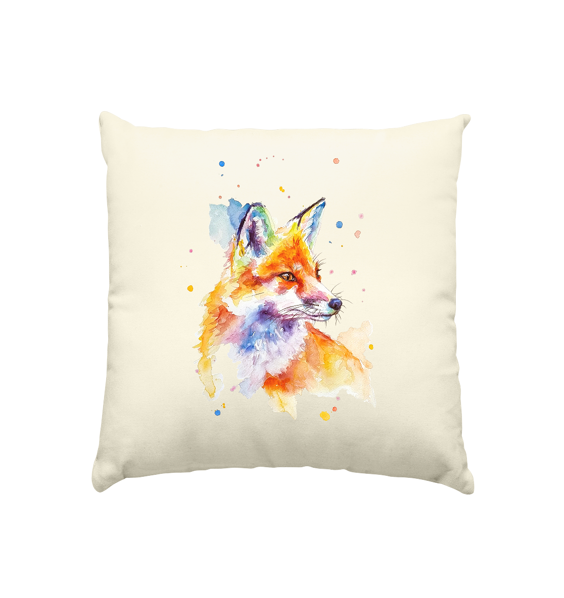 Bunter Fuchs - Kissen natur 40x40cm