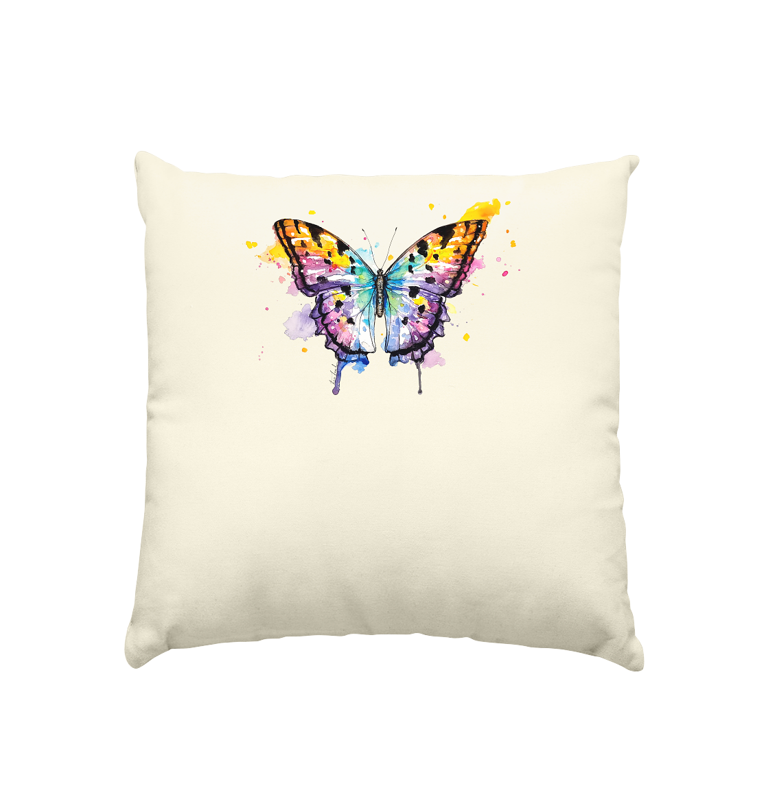 Bunter Schmetterling - Kissen natur 40x40cm