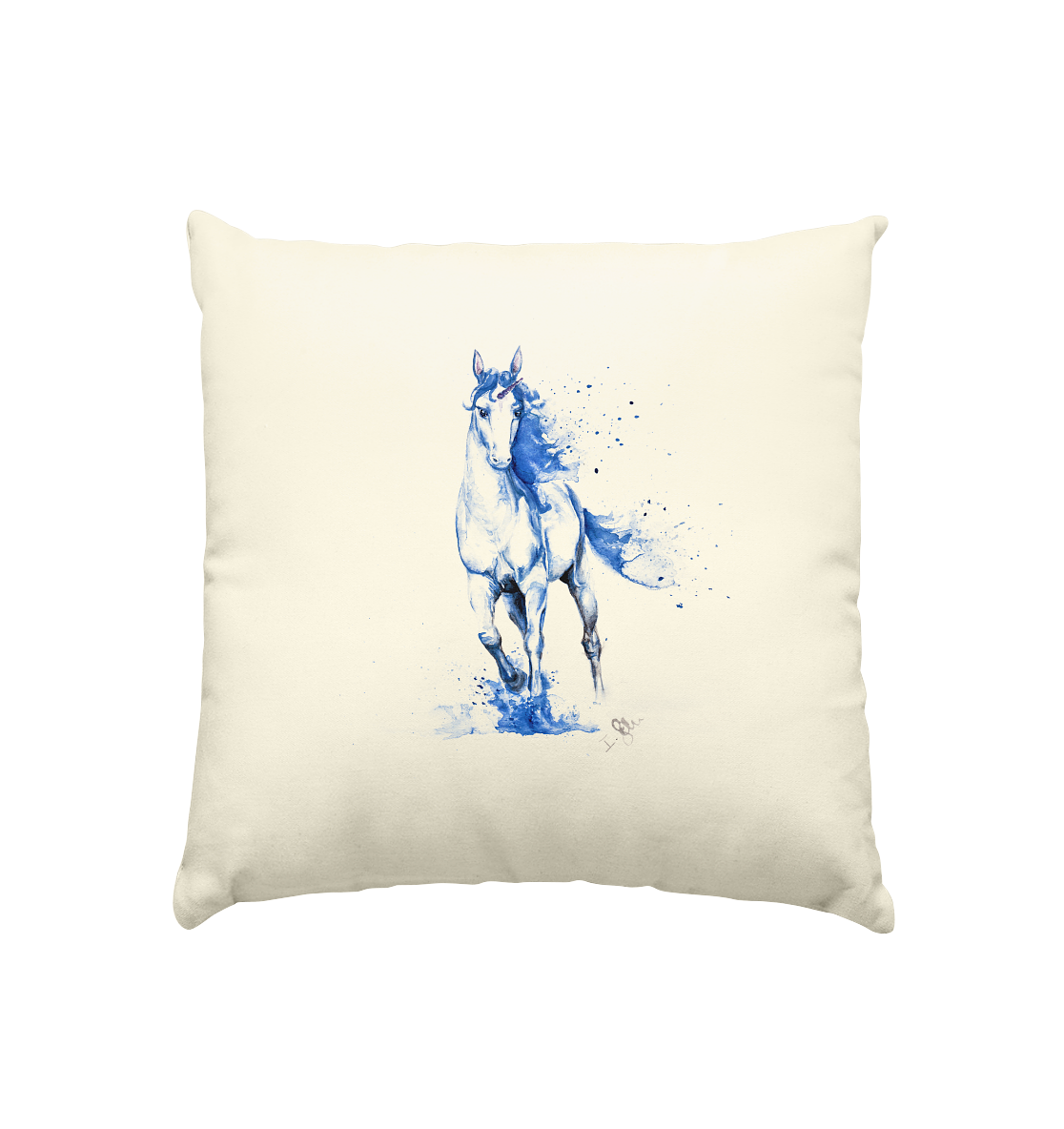 Blaues Einhorn - Kissen natur 40x40cm