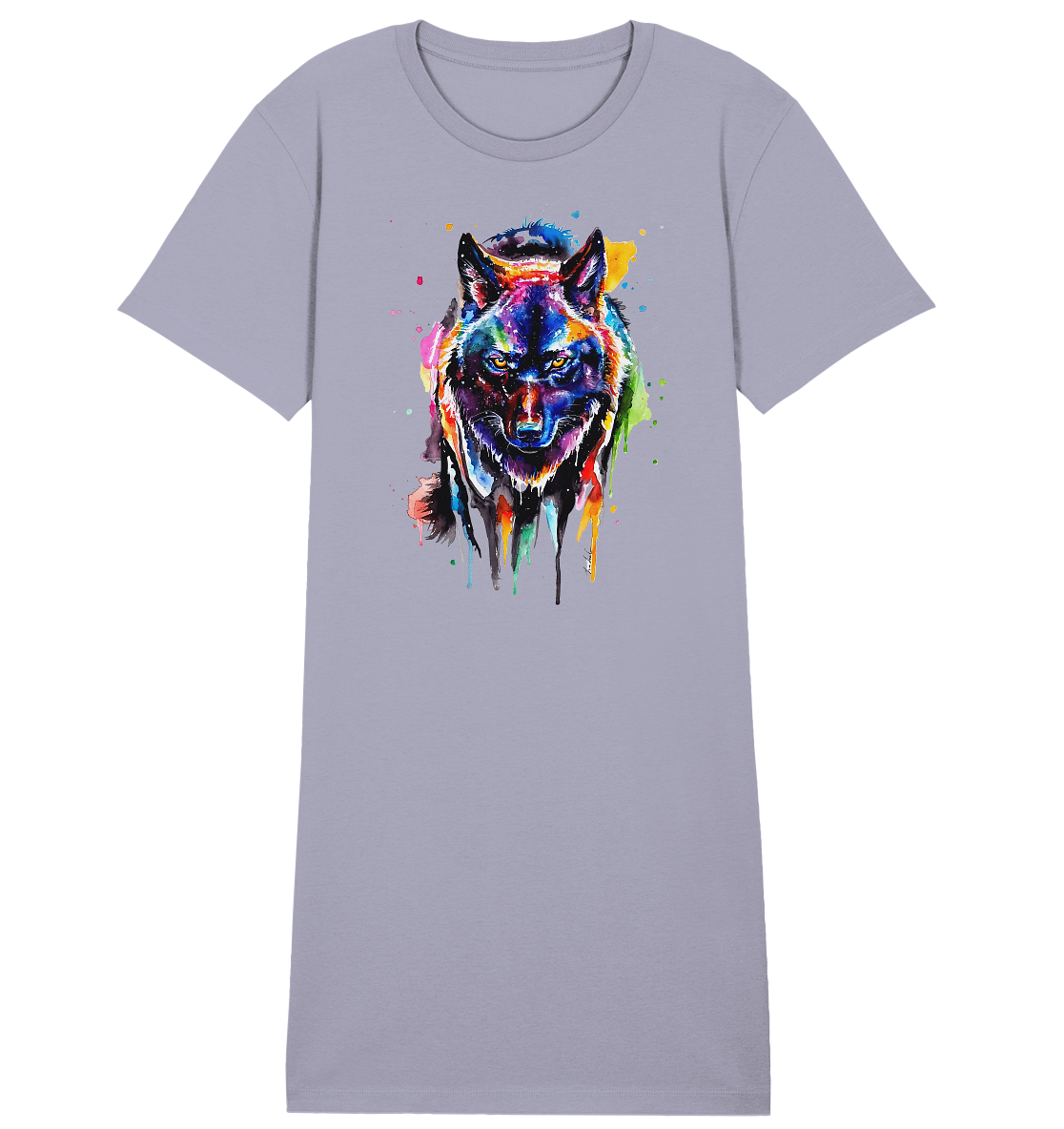 Bunter schwarzer Wolf - Ladies Organic Shirt Dress