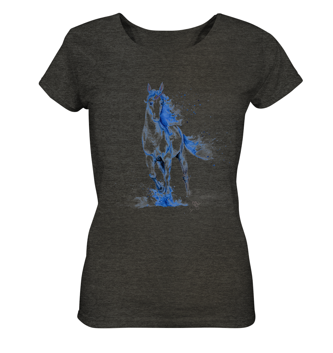 Blaues Einhorn - Ladies Organic Shirt (meliert)