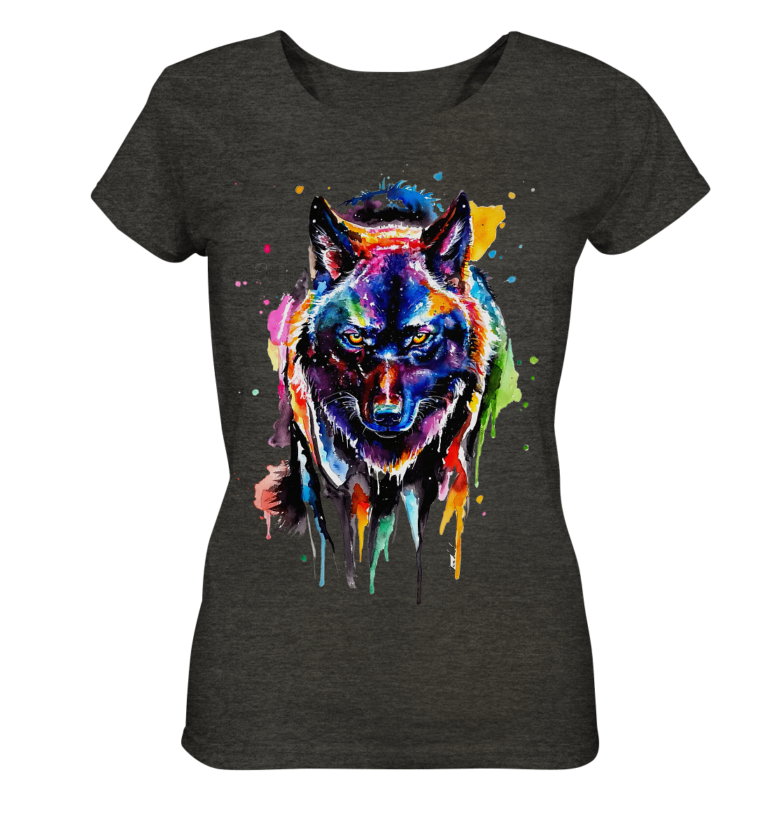 Bunter schwarzer Wolf - Ladies Organic Shirt (meliert)