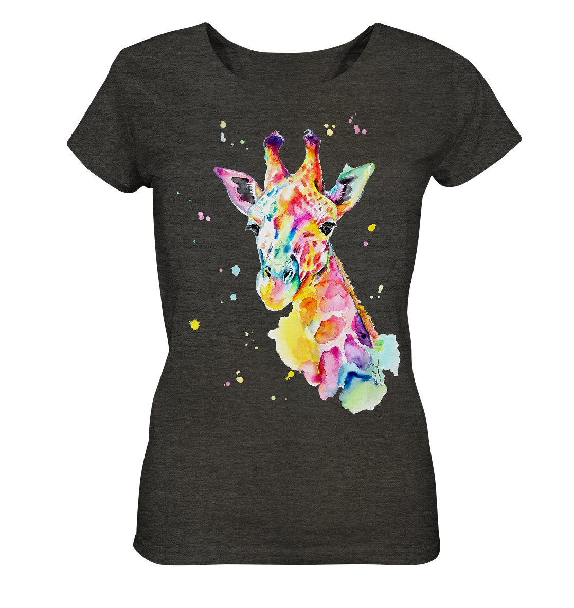 Bunte Giraffe - Ladies Organic Shirt (meliert)