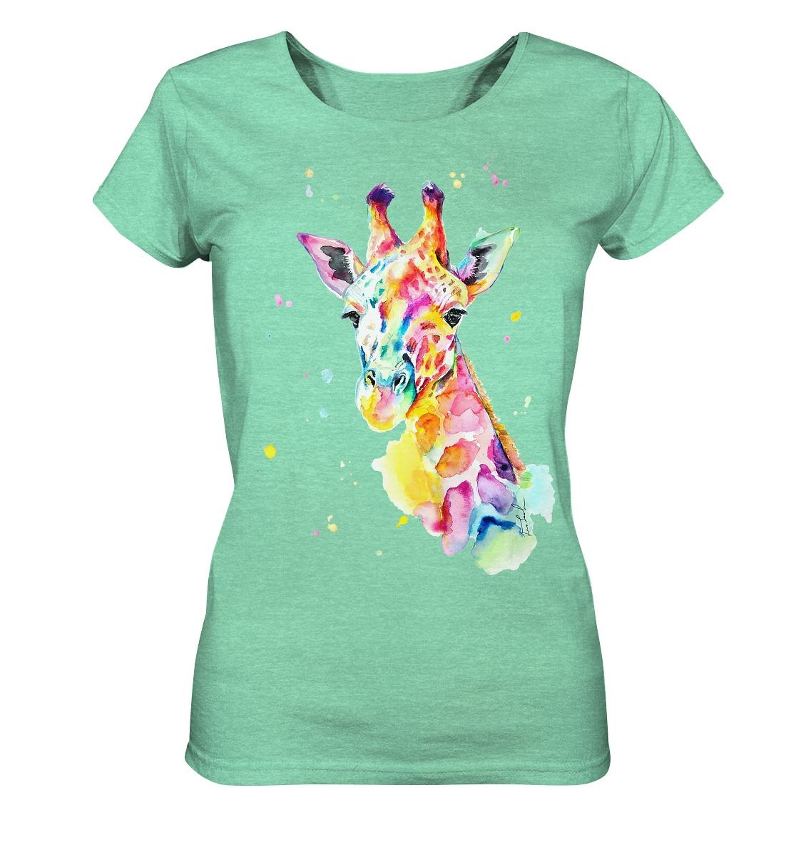 Bunte Giraffe - Ladies Organic Shirt (meliert)