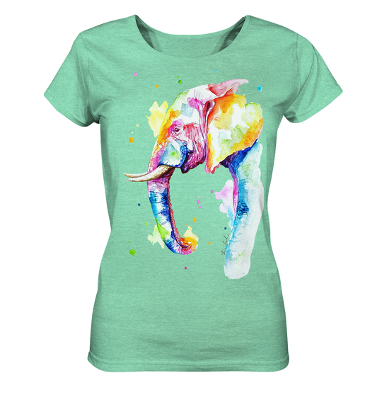 Bunter Elefant - Ladies Organic Shirt (meliert)