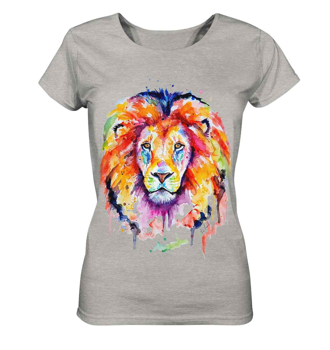 Bunter Löwe - Ladies Organic Shirt (meliert)