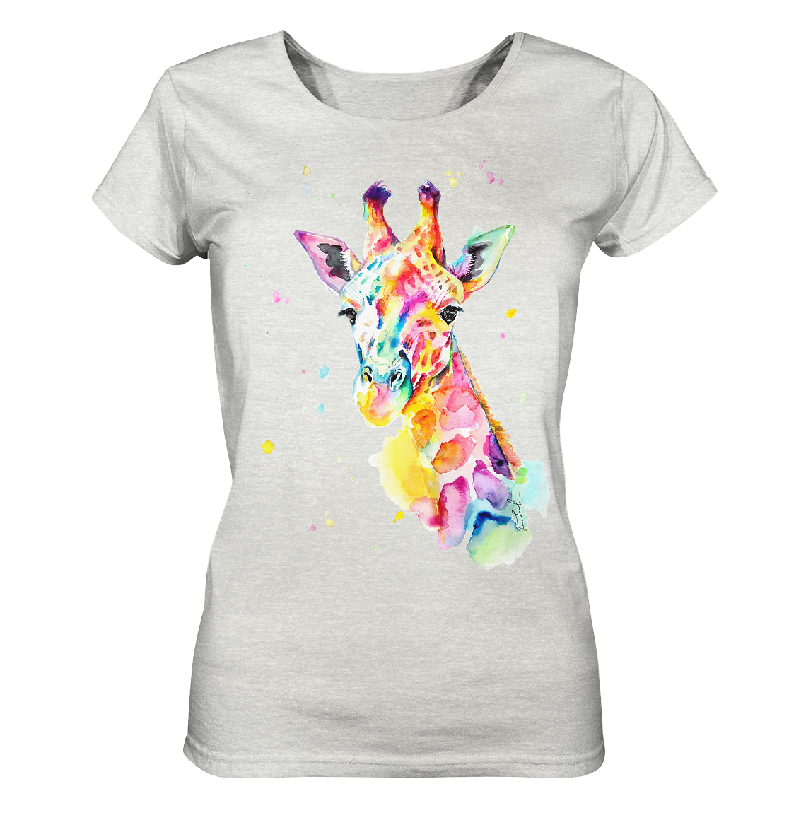 Bunte Giraffe - Ladies Organic Shirt (meliert)