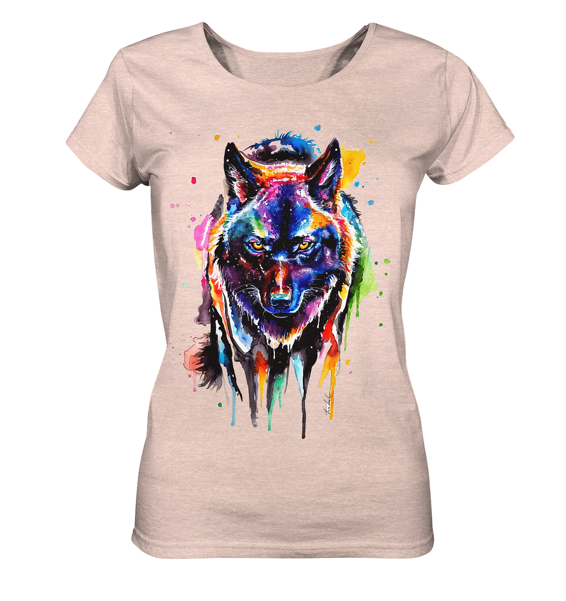 Bunter schwarzer Wolf - Ladies Organic Shirt (meliert)