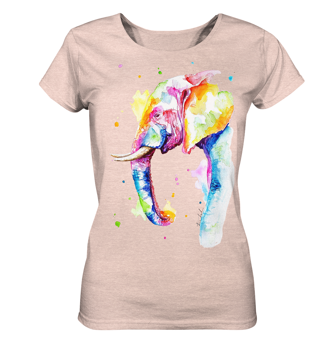 Bunter Elefant - Ladies Organic Shirt (meliert)