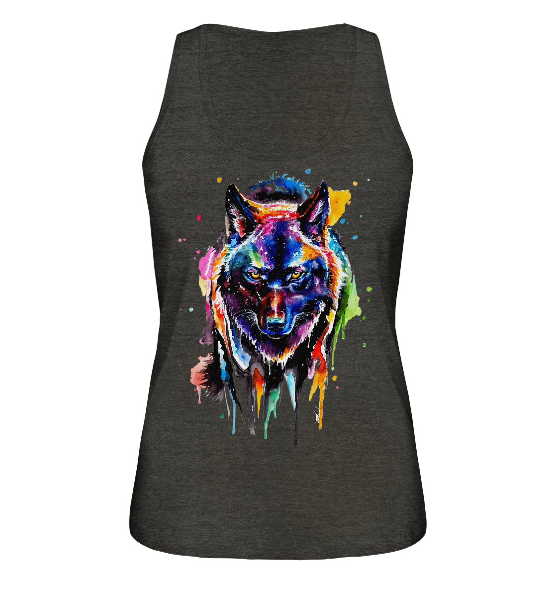 Bunter schwarzer Wolf - Ladies Organic Tank-Top