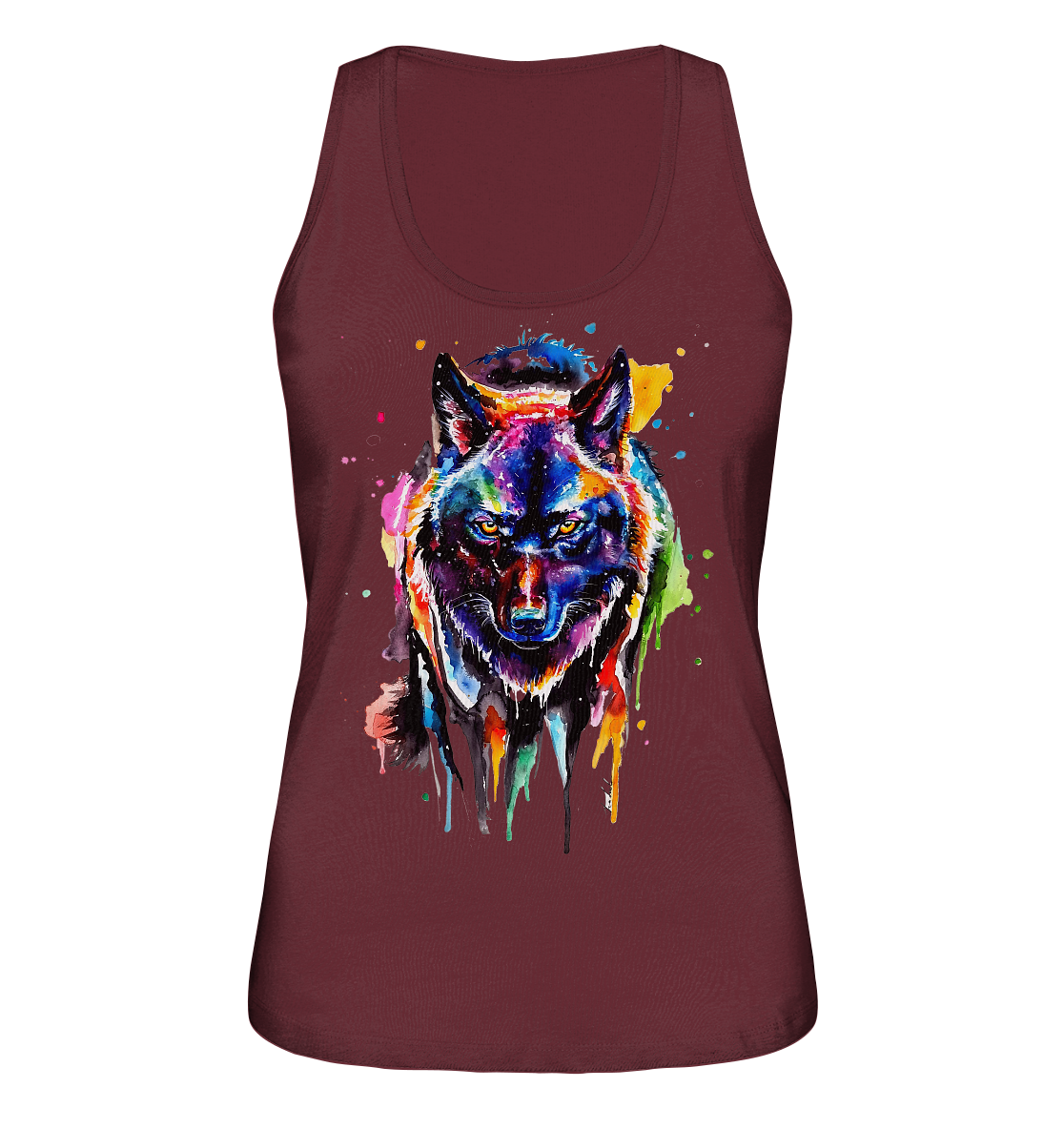 Bunter schwarzer Wolf - Ladies Organic Tank-Top