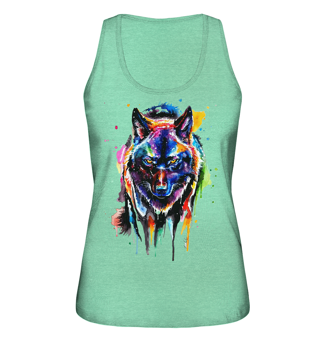 Bunter schwarzer Wolf - Ladies Organic Tank-Top