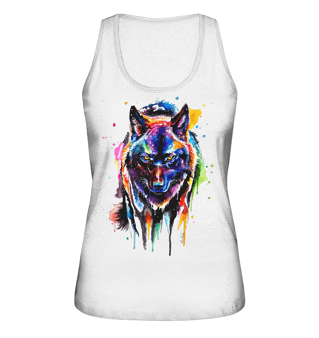 Bunter schwarzer Wolf - Ladies Organic Tank-Top