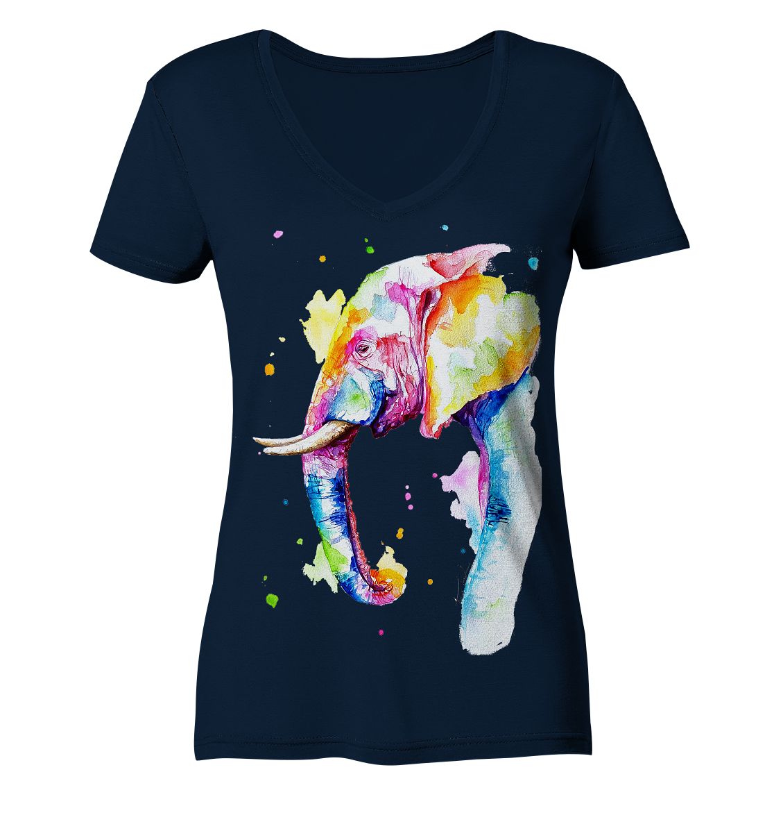 Bunter Elefant - Ladies Organic V-Neck Shirt