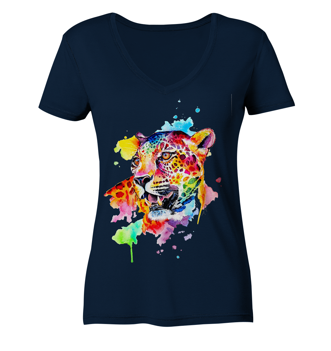 Bunter Leopard - Ladies Organic V-Neck Shirt