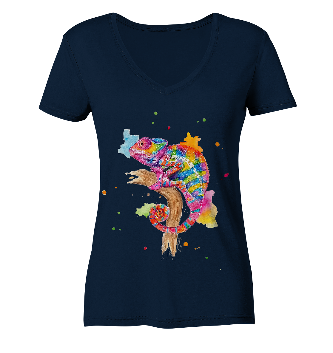 Buntes Chamäleon - Ladies Organic V-Neck Shirt