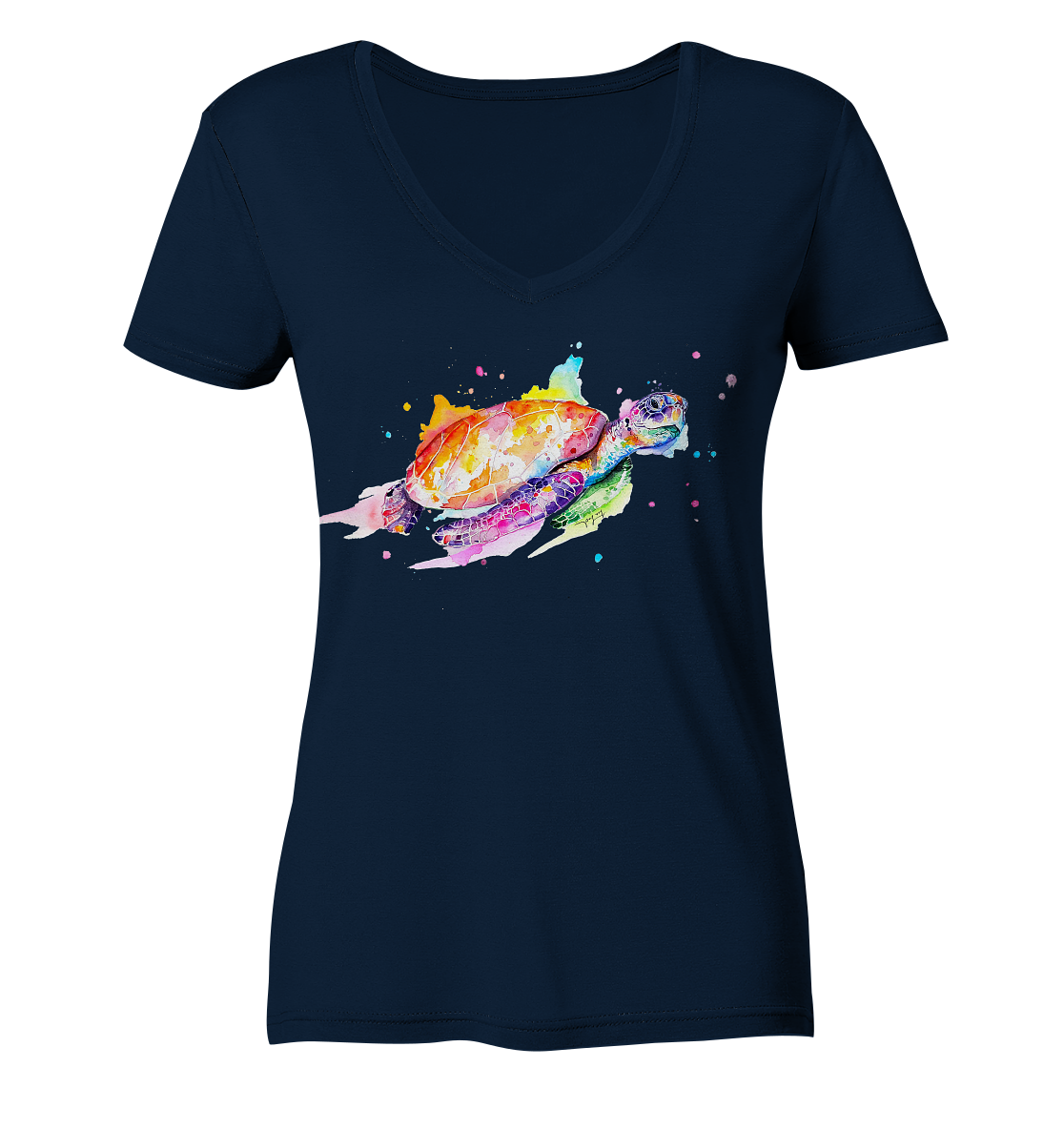 Bunte Meeresschildkröte - Ladies Organic V-Neck Shirt