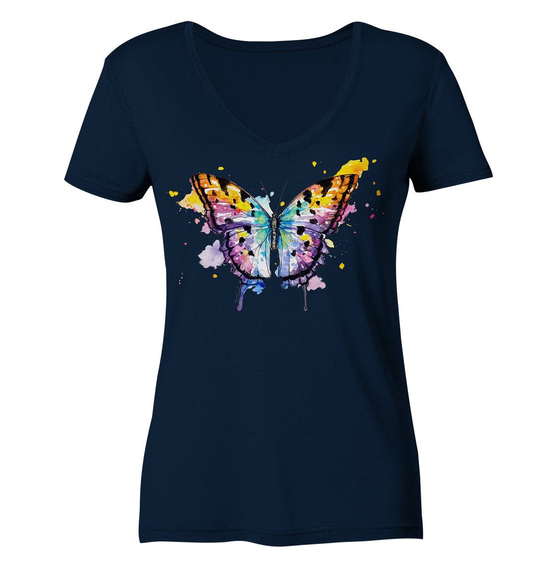 Bunter Schmetterling - Ladies Organic V-Neck Shirt