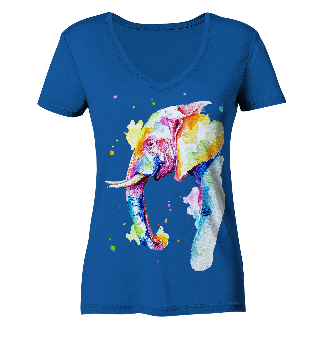 Bunter Elefant - Ladies Organic V-Neck Shirt