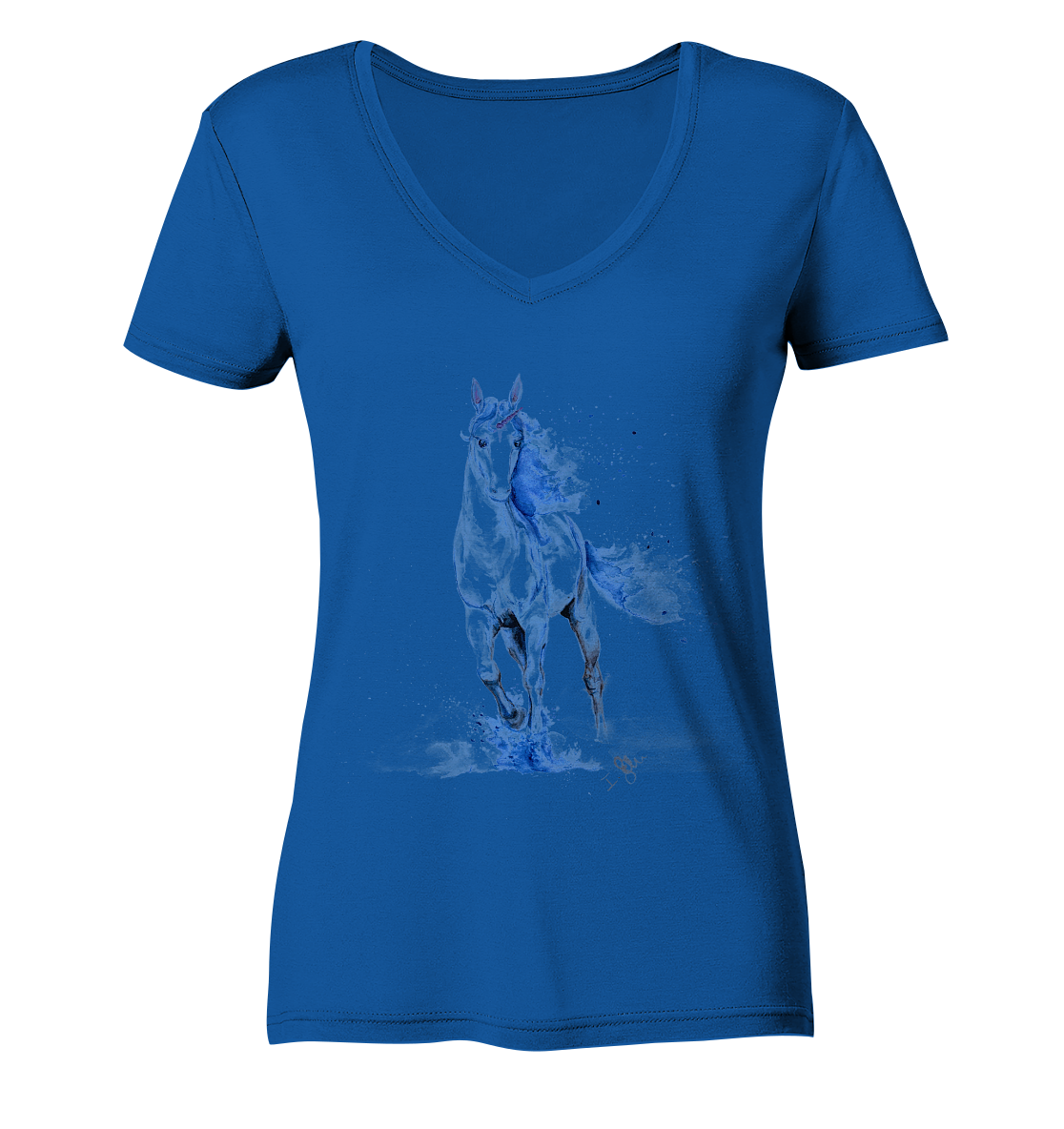 Blaues Einhorn - Ladies Organic V-Neck Shirt