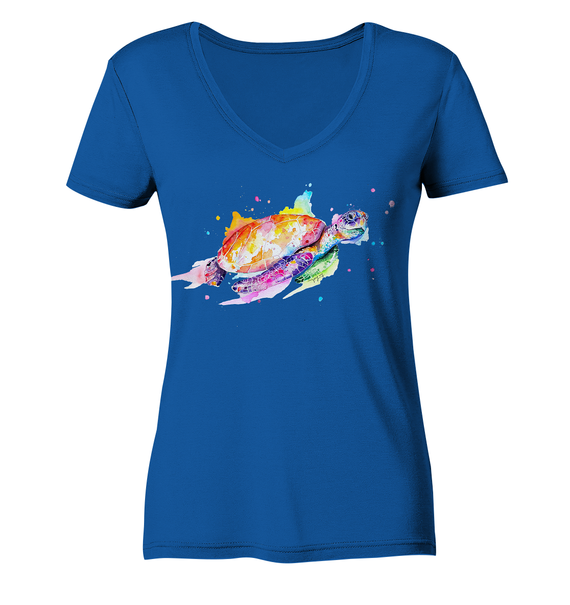 Bunte Meeresschildkröte - Ladies Organic V-Neck Shirt
