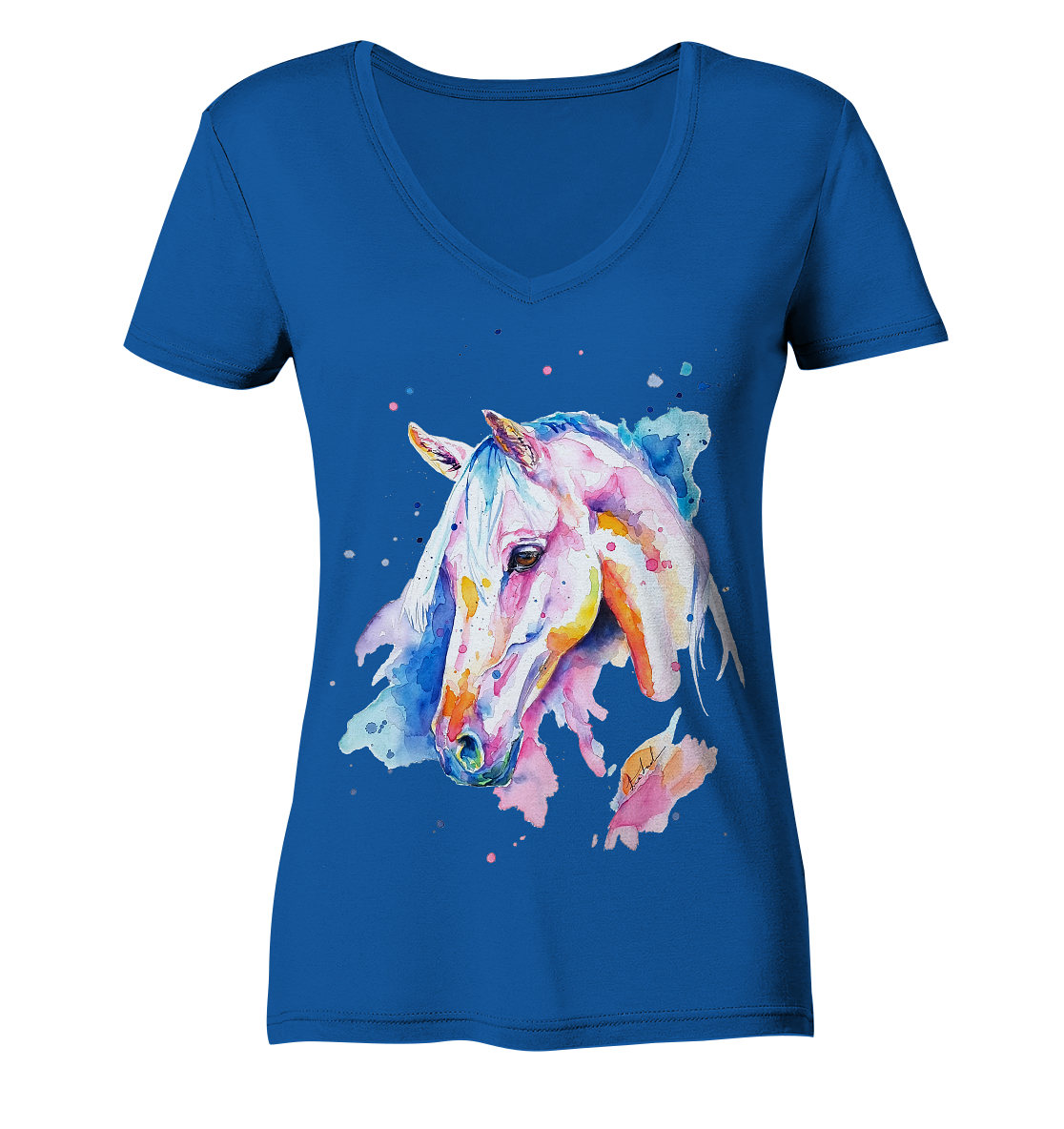 Buntes Pferd - Ladies Organic V-Neck Shirt