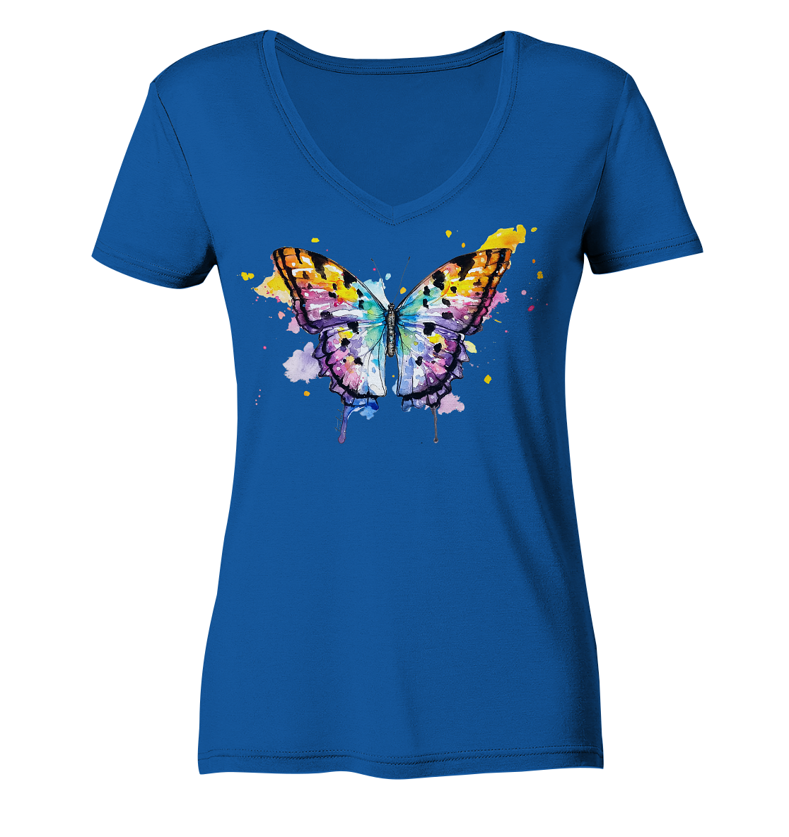 Bunter Schmetterling - Ladies Organic V-Neck Shirt