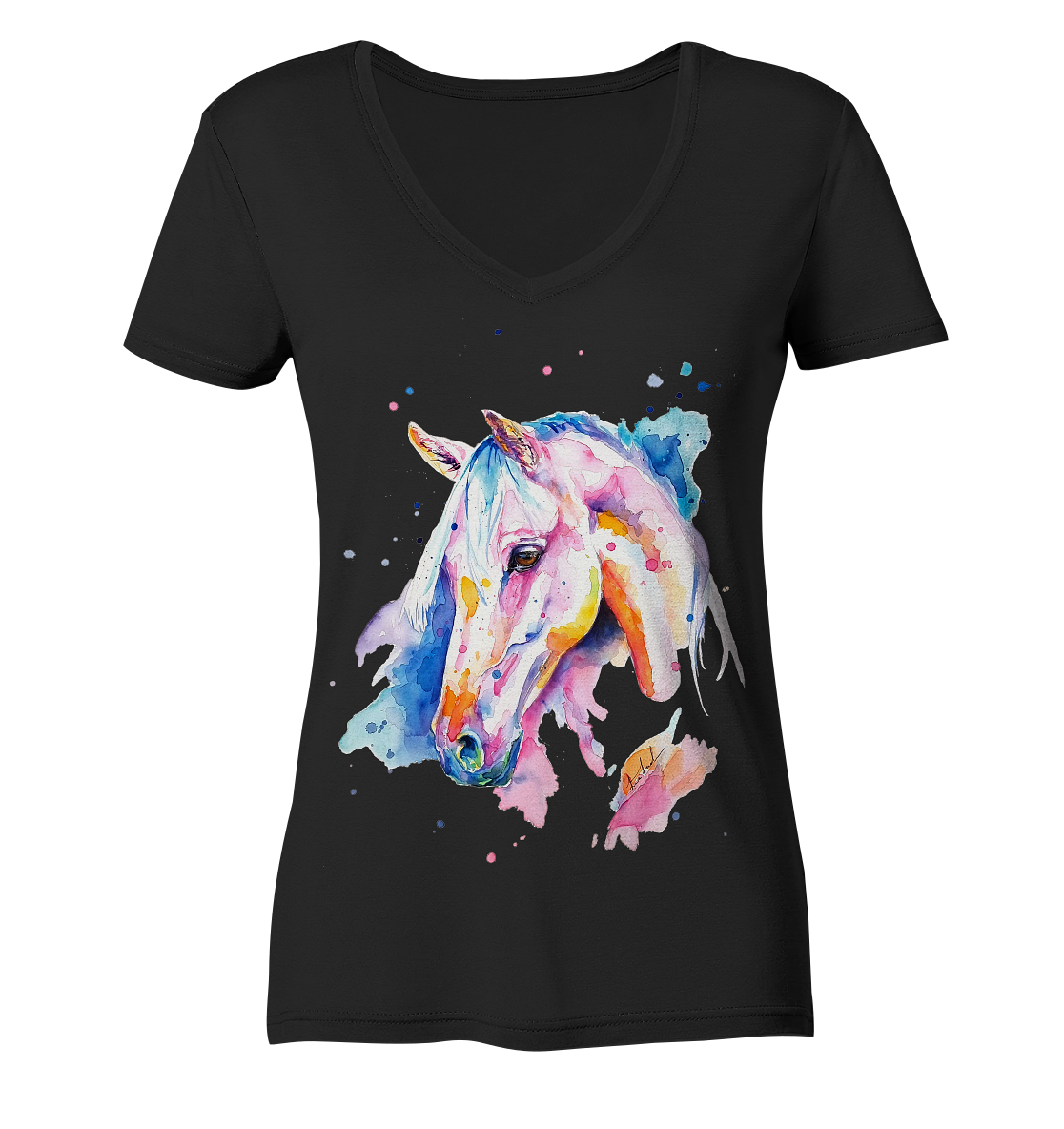 Buntes Pferd - Ladies Organic V-Neck Shirt