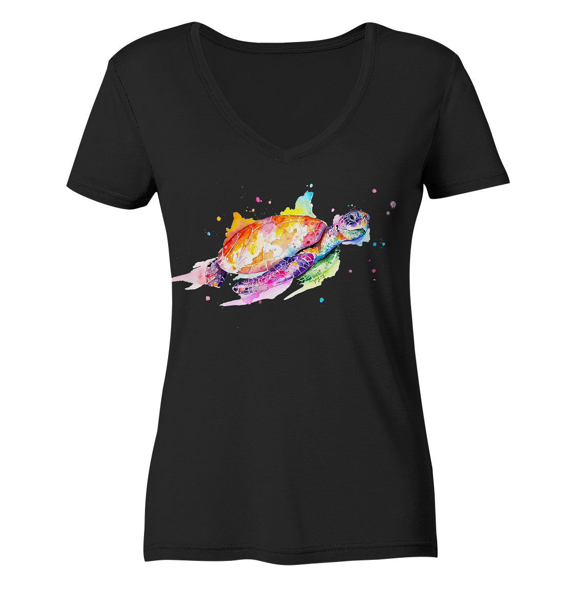 Bunte Meeresschildkröte - Ladies Organic V-Neck Shirt