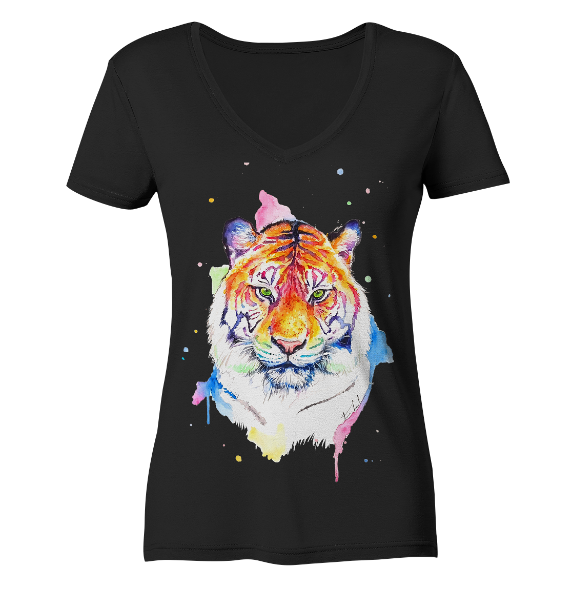 Bunter Tiger - Ladies Organic V-Neck Shirt