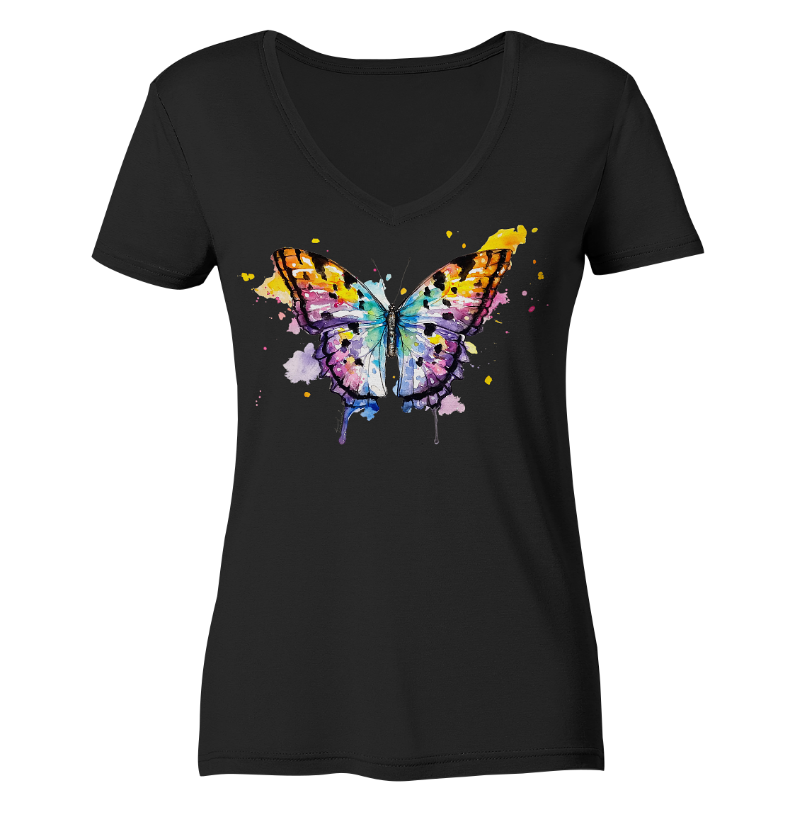 Bunter Schmetterling - Ladies Organic V-Neck Shirt