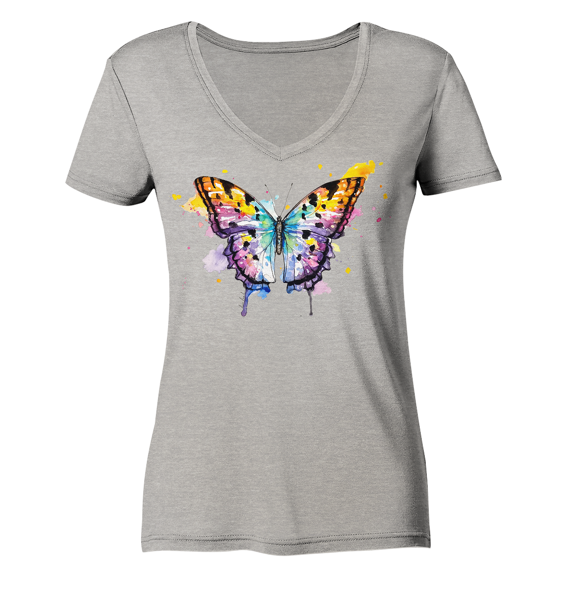 Bunter Schmetterling - Ladies Organic V-Neck Shirt