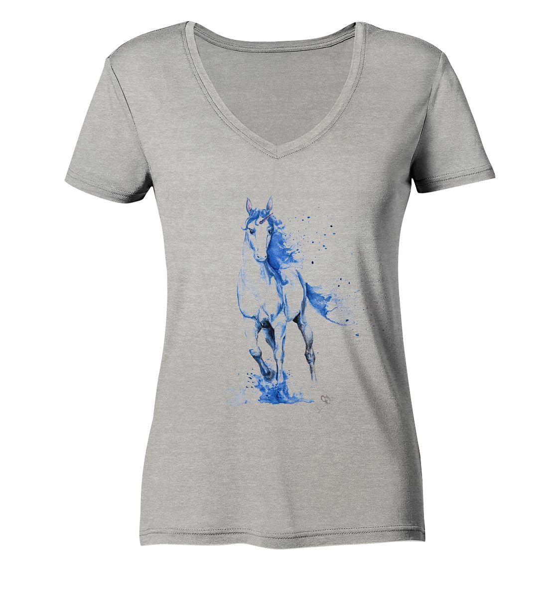 Blaues Einhorn - Ladies Organic V-Neck Shirt