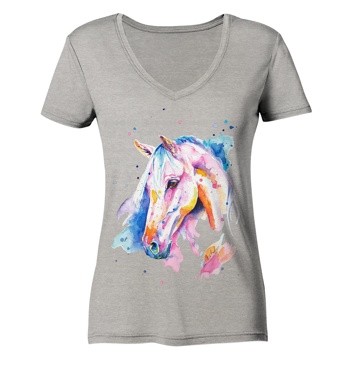 Buntes Pferd - Ladies Organic V-Neck Shirt