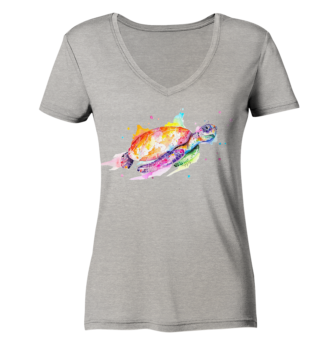 Bunte Meeresschildkröte - Ladies Organic V-Neck Shirt