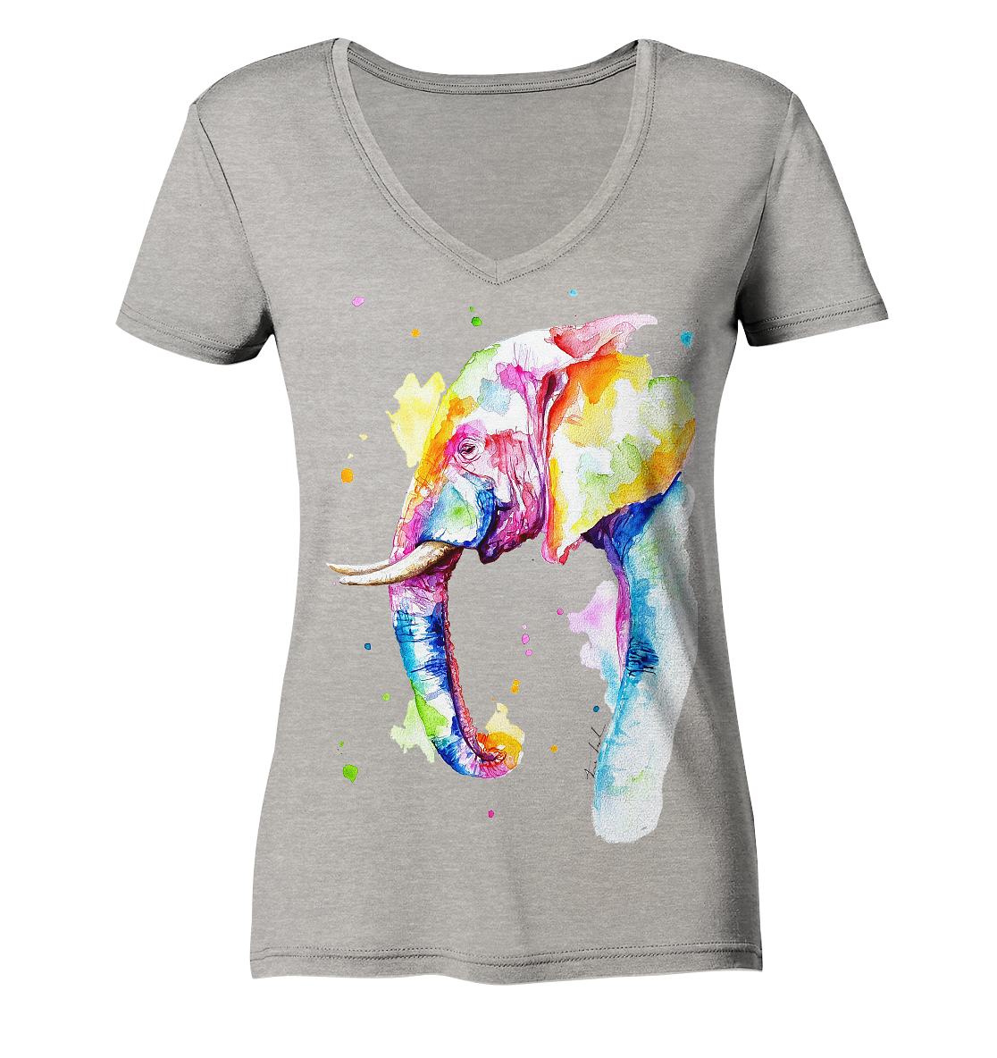 Bunter Elefant - Ladies Organic V-Neck Shirt