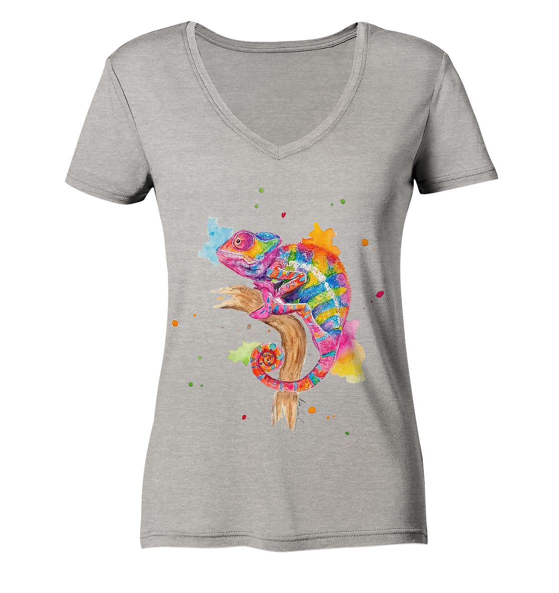 Buntes Chamäleon - Ladies Organic V-Neck Shirt